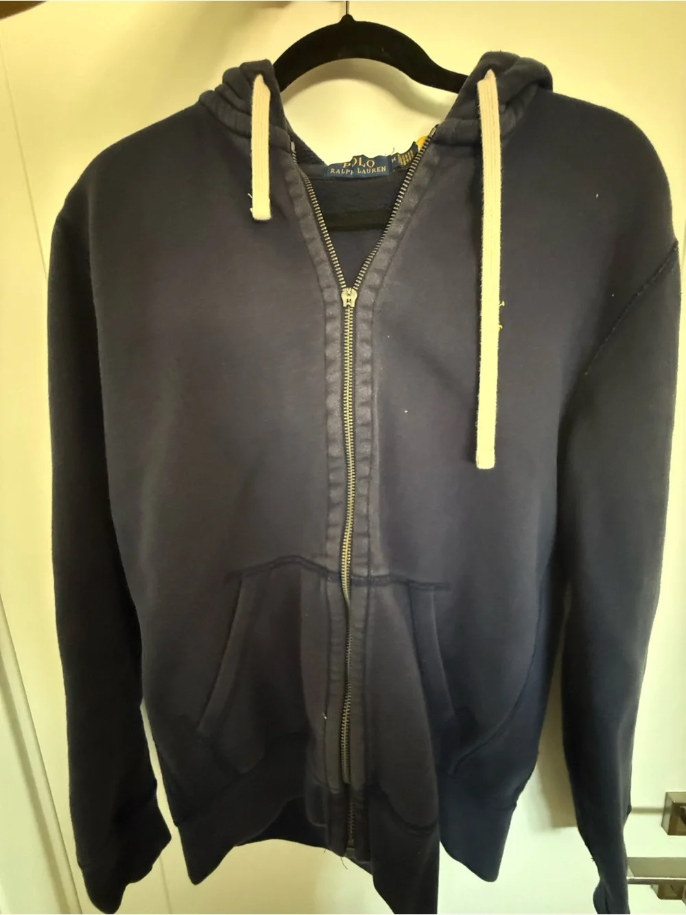 Ralph Lauren Navy Zip-Up Hoodie with Contrast Drawstrings